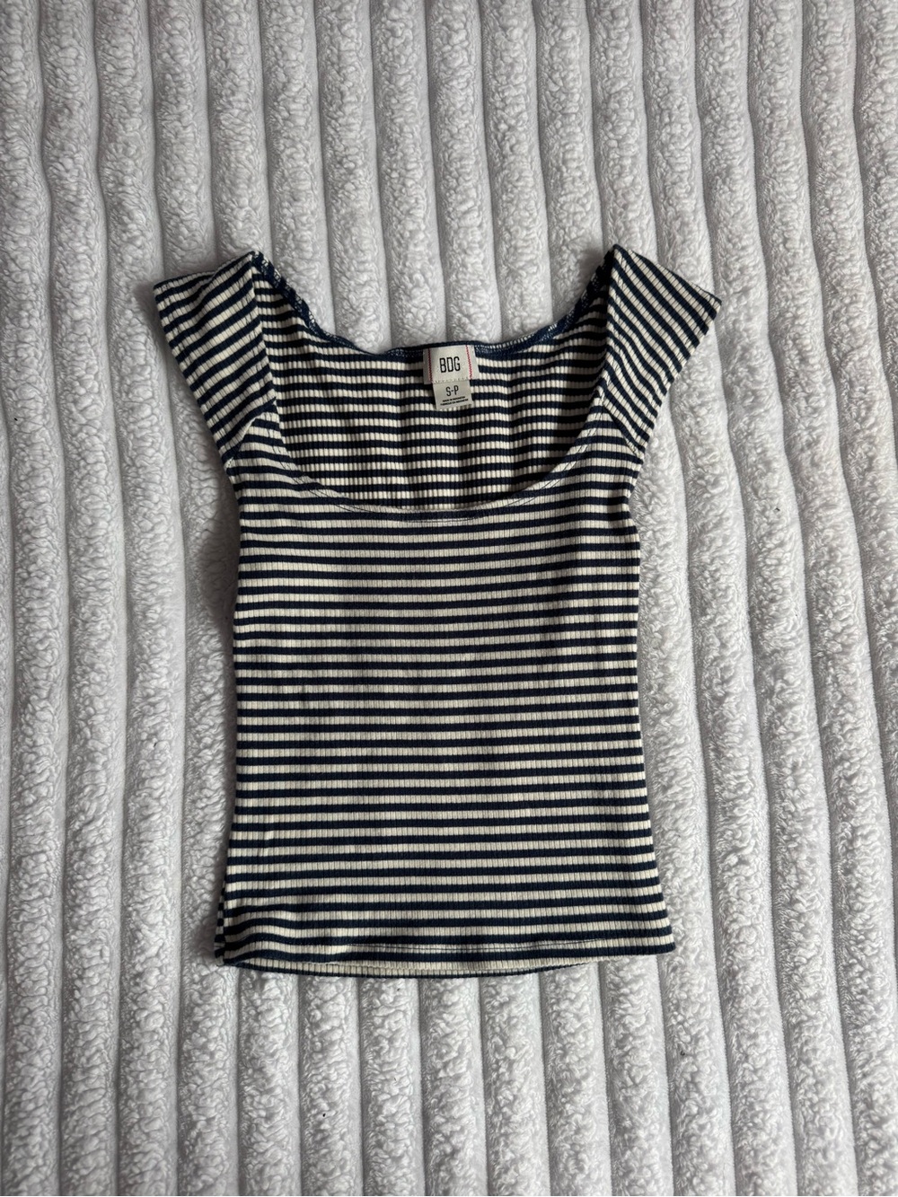 BDG Blue & White Striped Square-Neck Tank